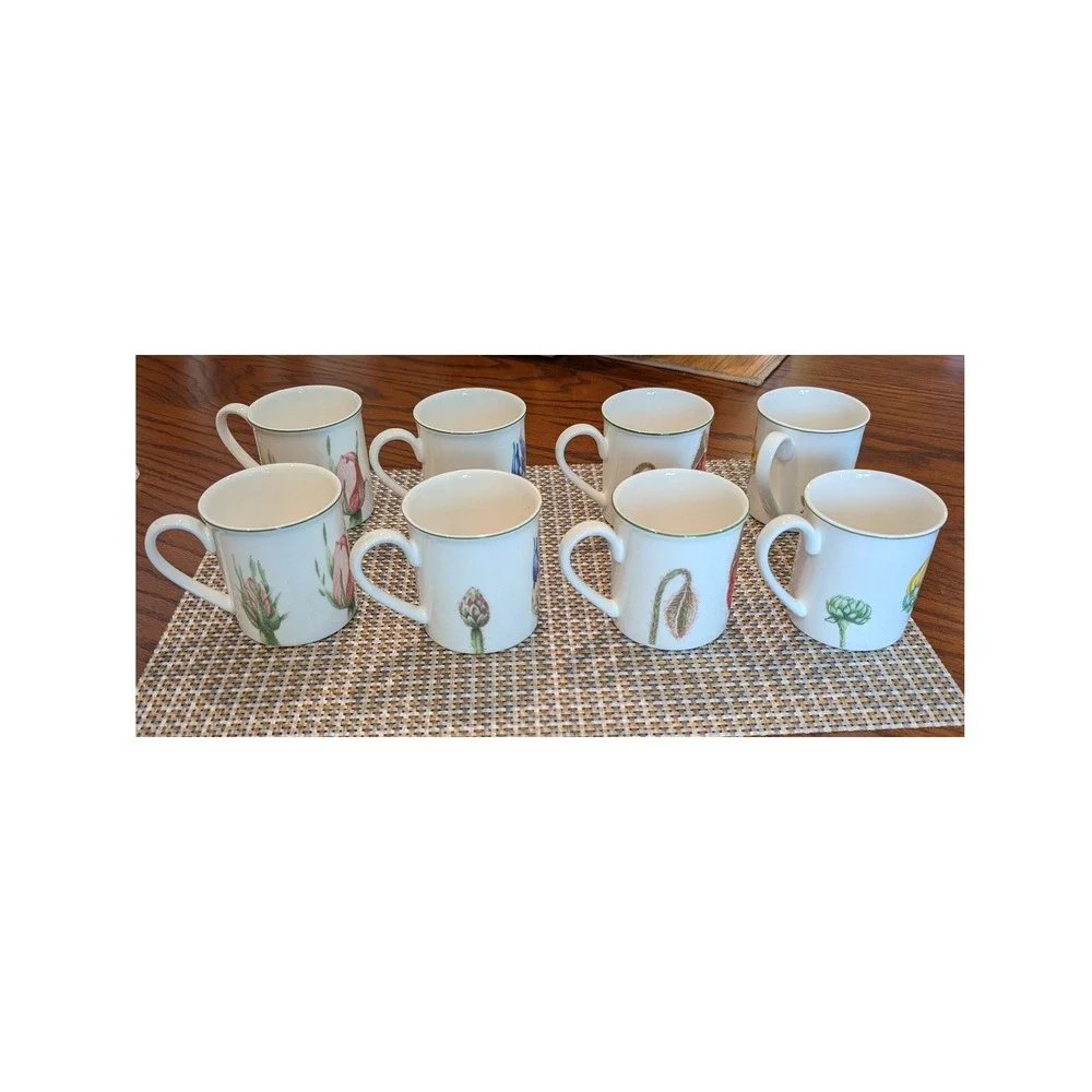 Villeroy & Boch Flora Botanical Coffee Mugs Set of 8 Porcelain Floral 3.5" - Picture 2 of 13